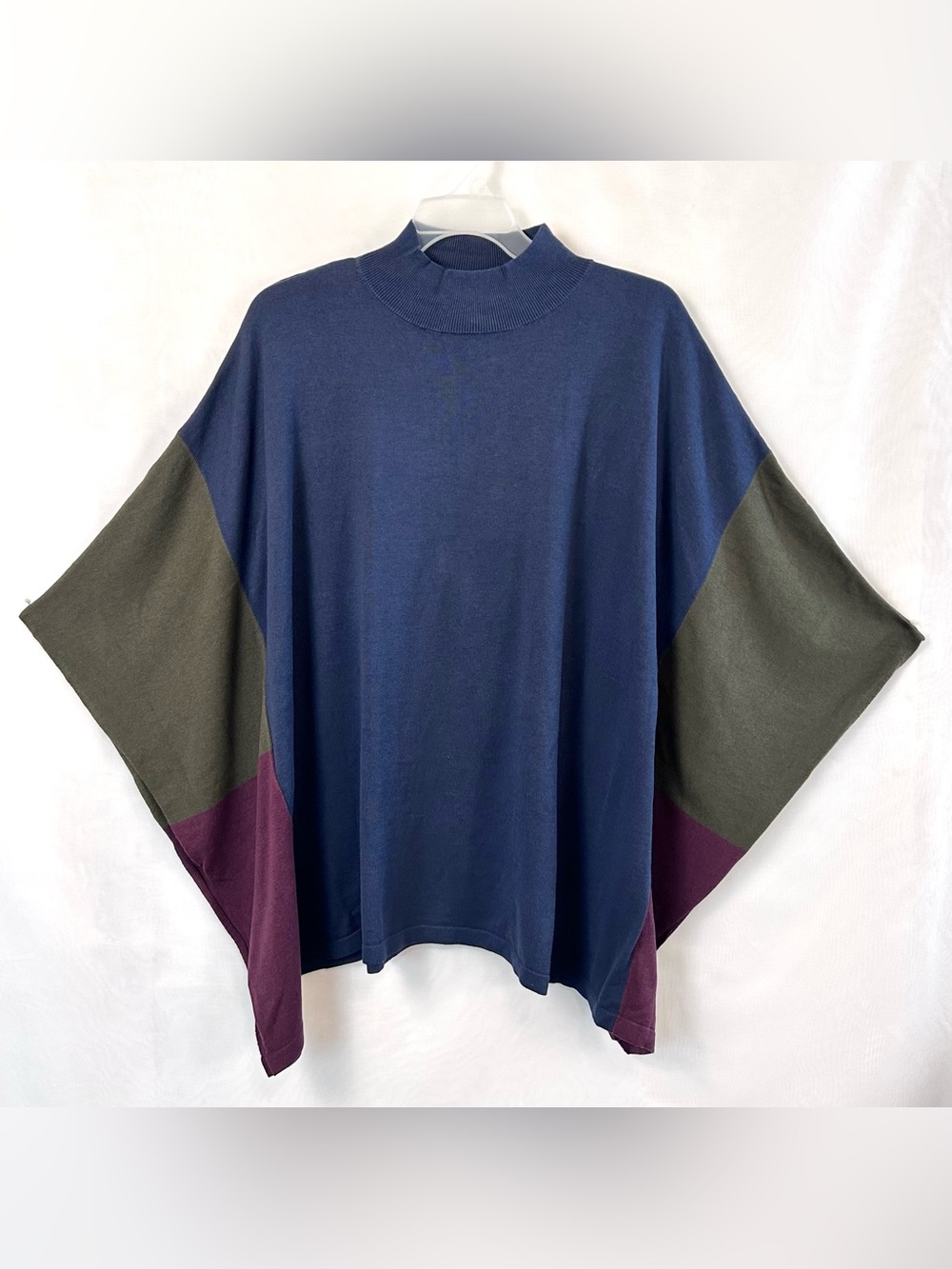 New QVC Belle by Kim Gravel Color Block Poncho Sweater / Size 2X
